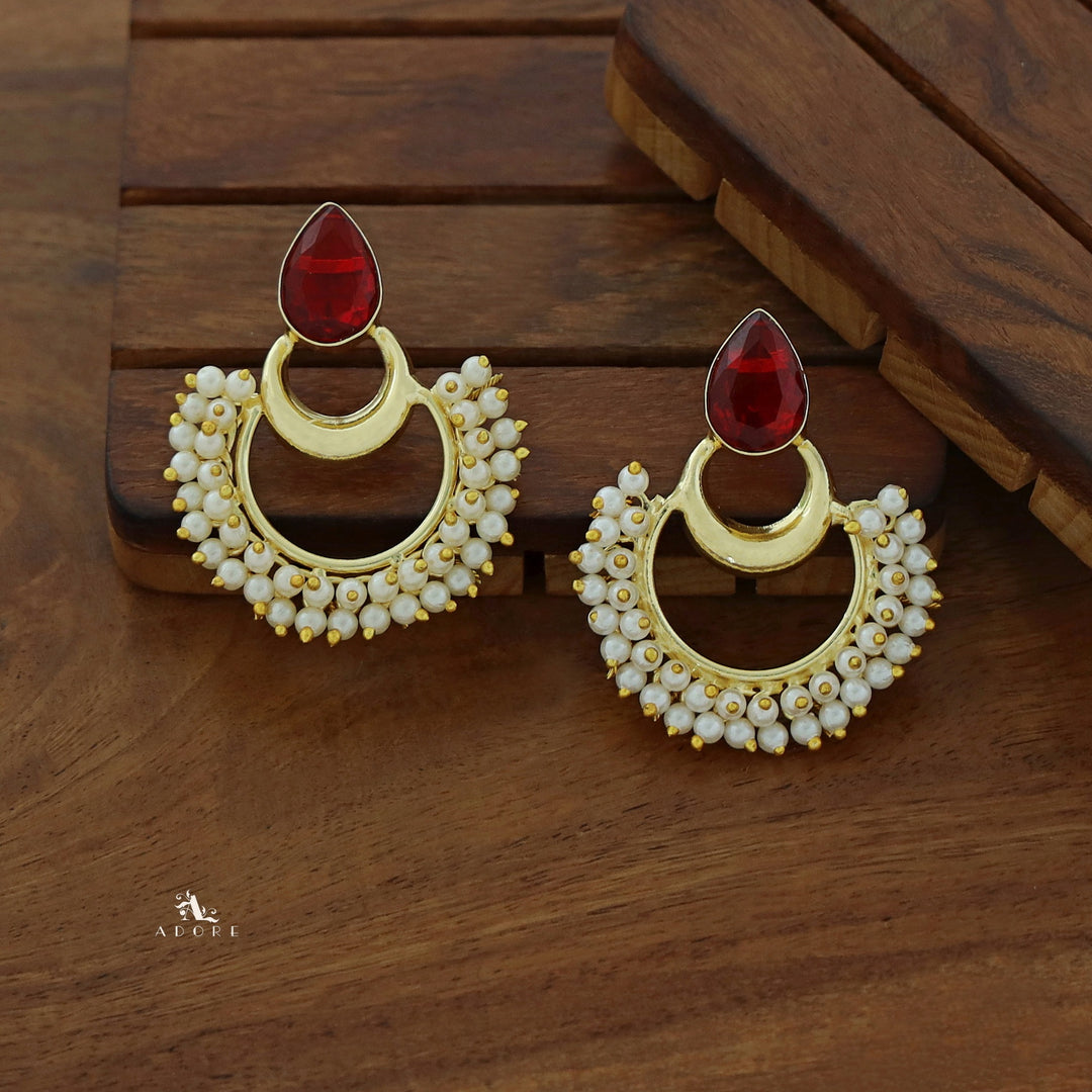Drop Golden Moon Cluster Pearl Earring