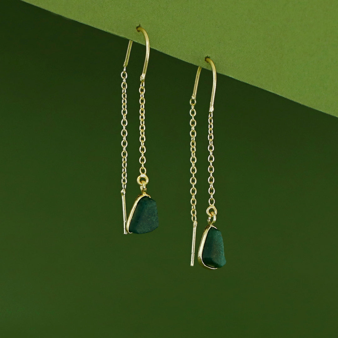 Mawar Raw Stone Needle and Thread Earring