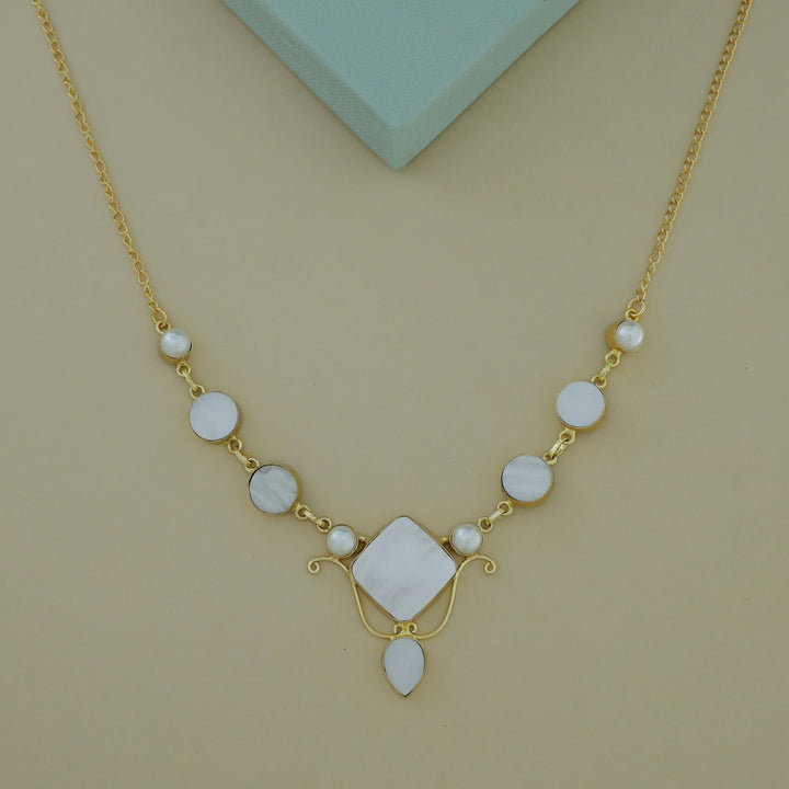 Golden Multishape MOP + Dyed Stone Pearl Neckpiece