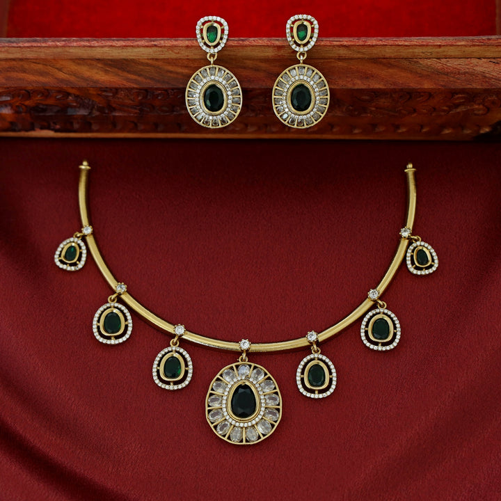 Yukha AD stone Short Neckpiece With Earring