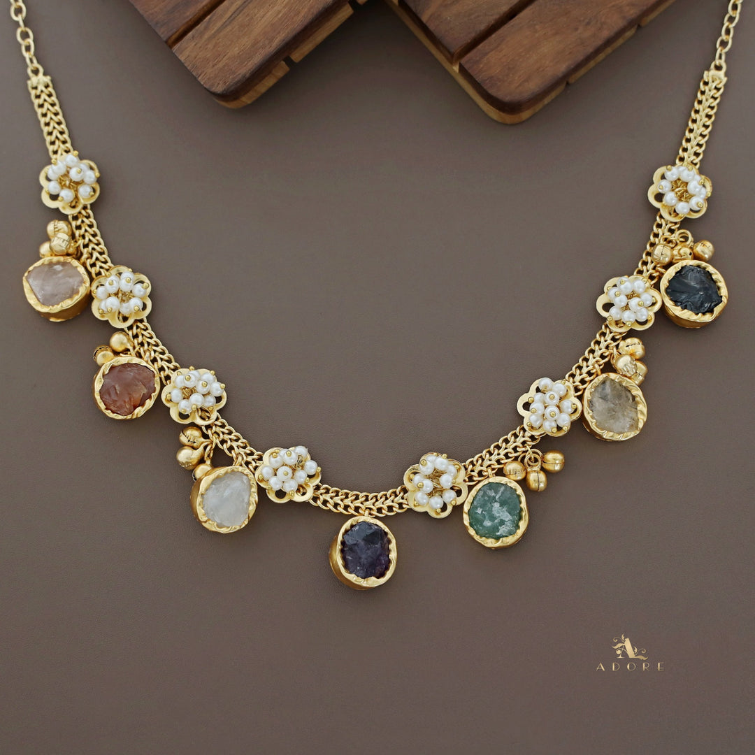 Chiara 7 Raw Stone Ghungroo Neckpiece