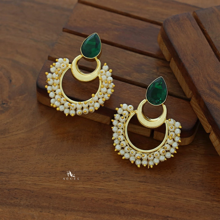 Drop Golden Moon Cluster Pearl Earring