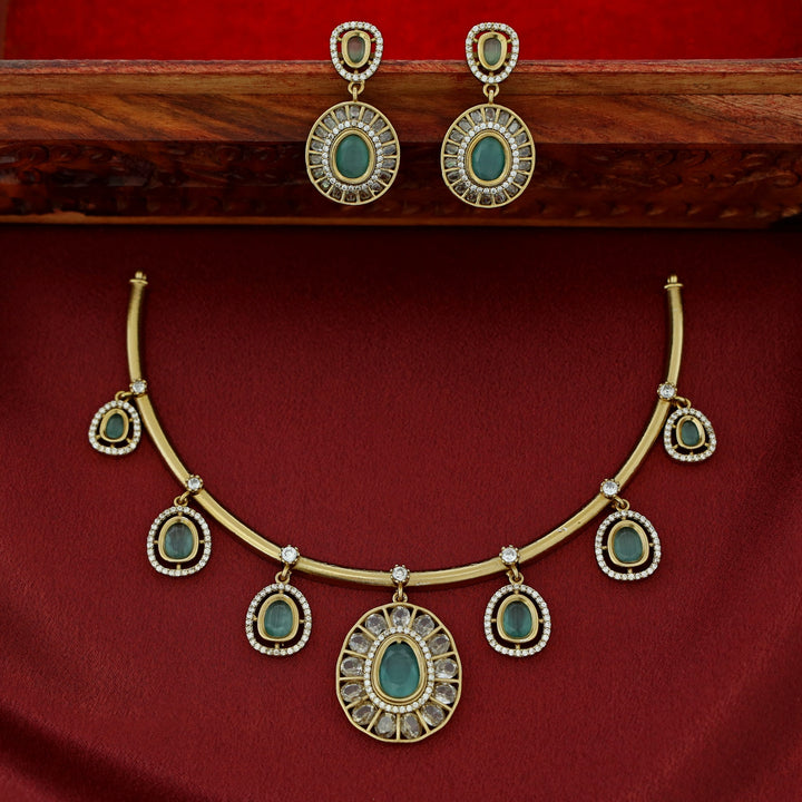 Yukha AD stone Short Neckpiece With Earring