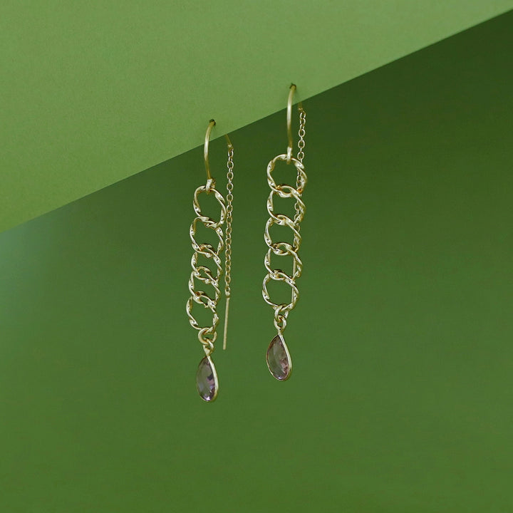 Golden Circle Glossy Drop Needle And Thread Earring