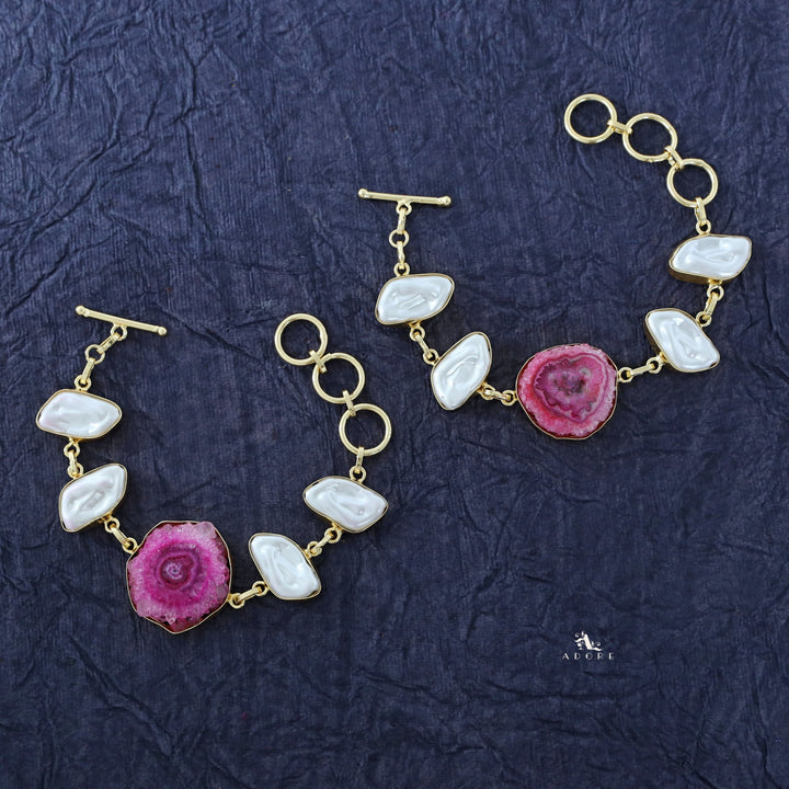 Zoe Golden Baroque + Agate Stone Bracelet