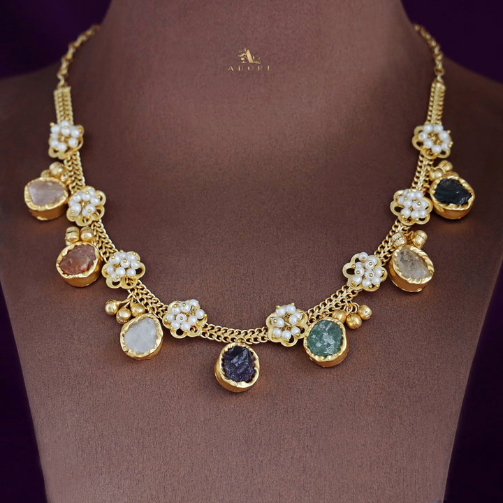 Chiara 7 Raw Stone Ghungroo Neckpiece