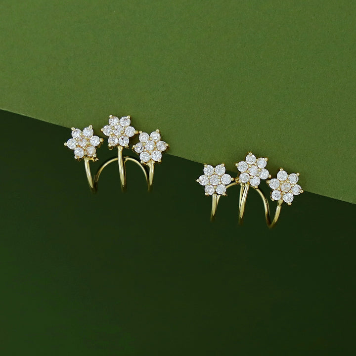 Barisha Tri Flower AD Stone Earring