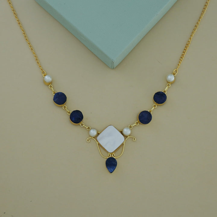Golden Multishape MOP + Dyed Stone Pearl Neckpiece