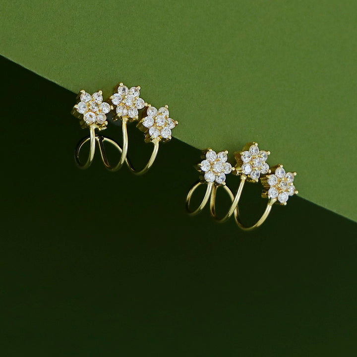Barisha Tri Flower AD Stone Earring