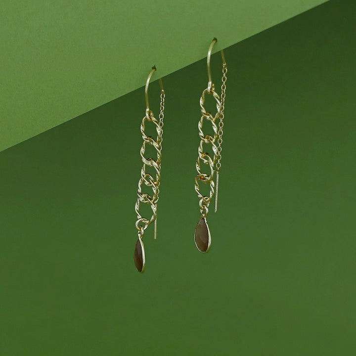 Golden Circle Glossy Drop Needle And Thread Earring