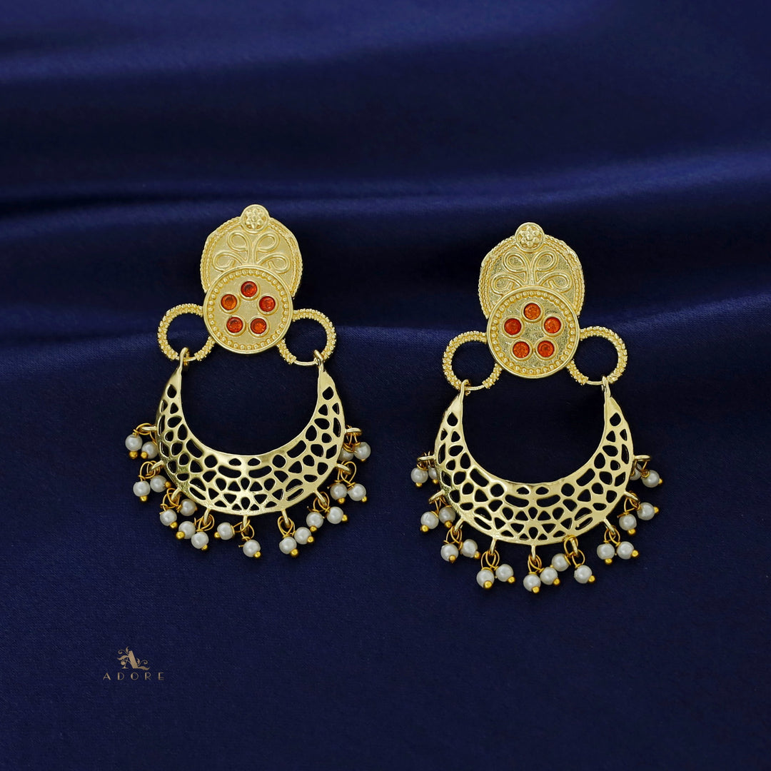 Golden Crown Net 5 Stone Earring