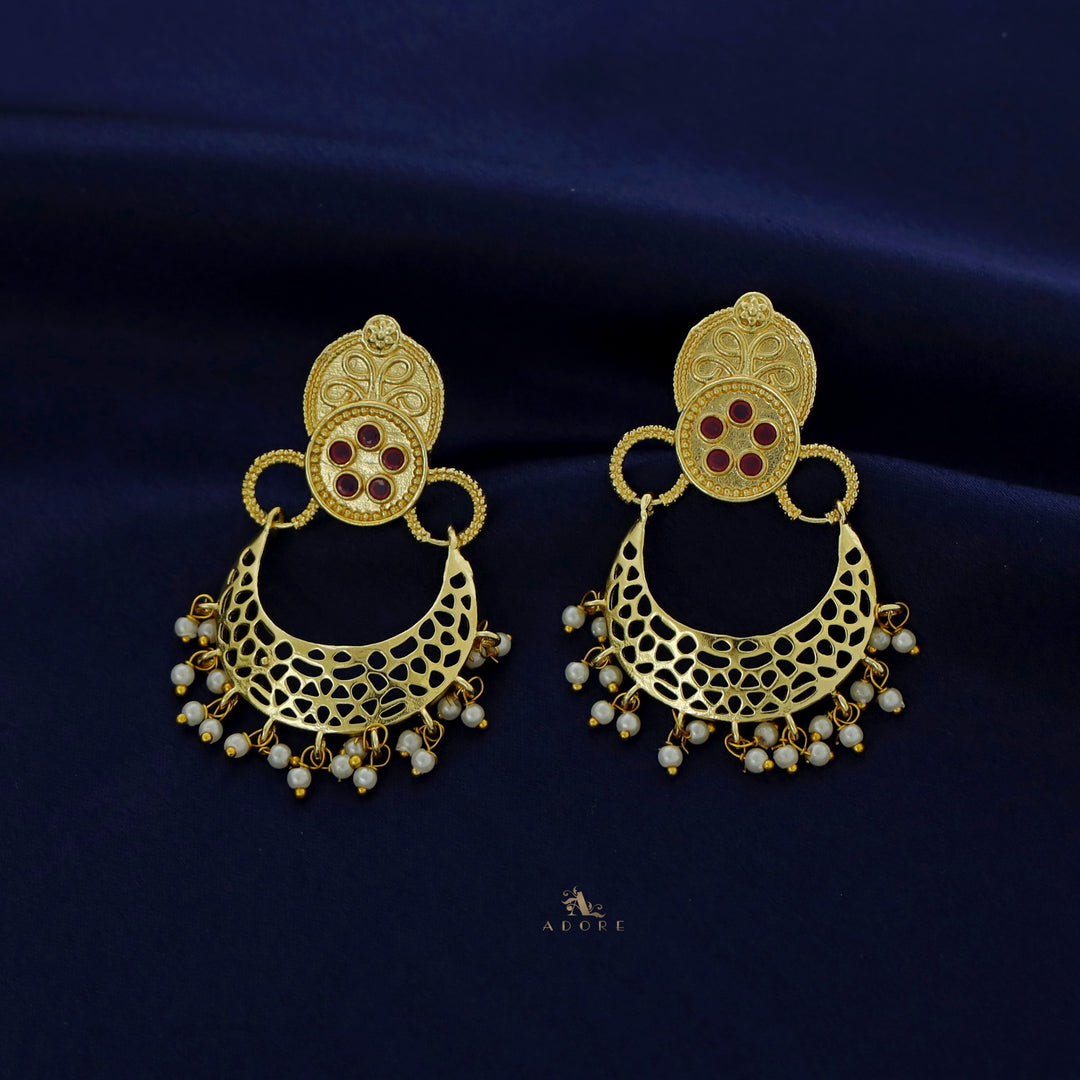 Golden Crown Net 5 Stone Earring