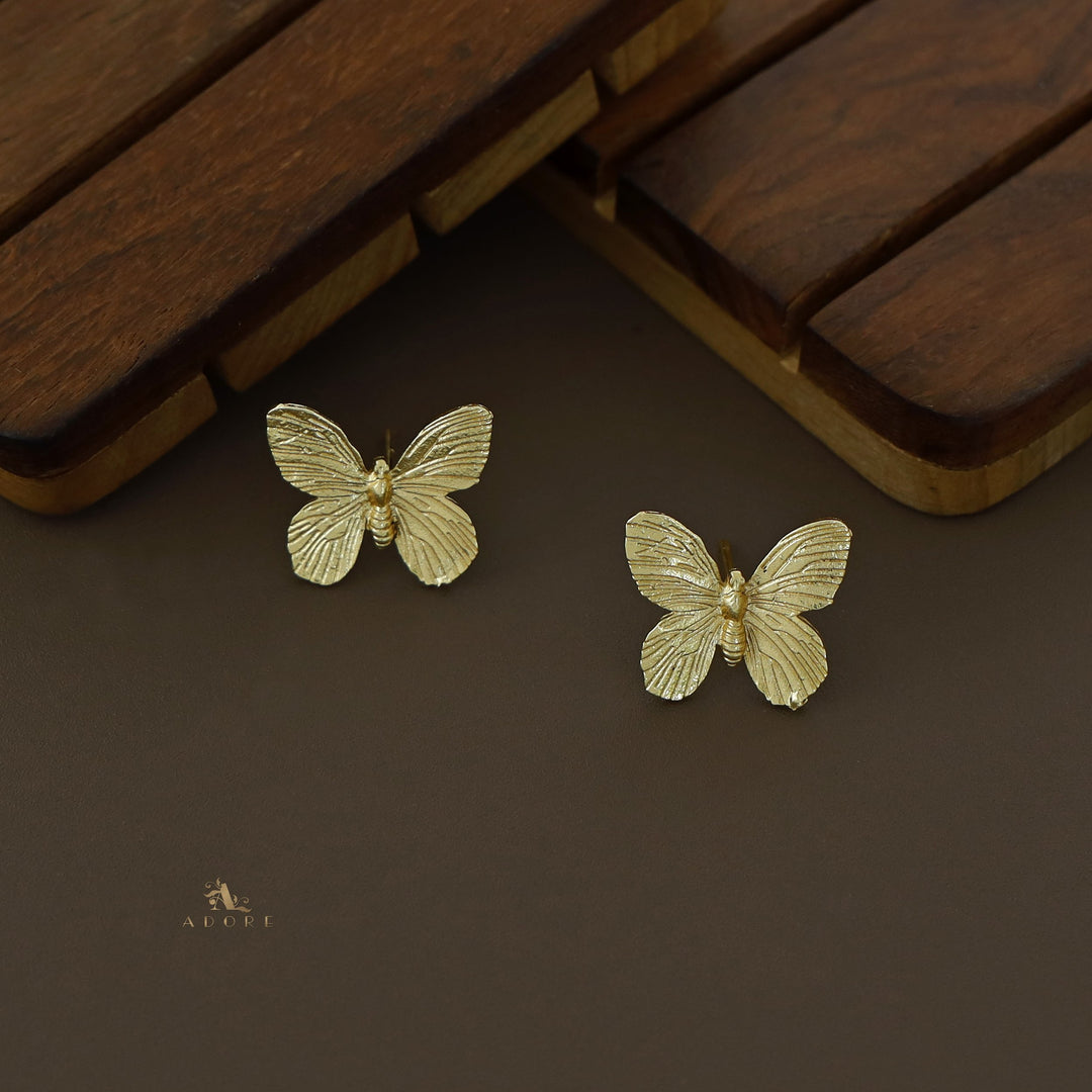 Nourin Golden Butterflies Short Neckpiece with Earring