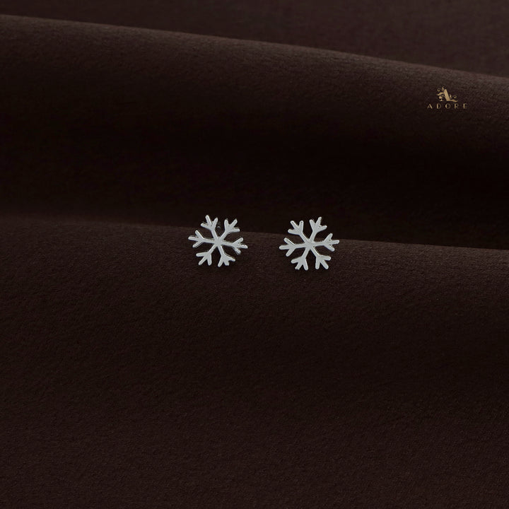 Silver Mini Snow Flakes Stud - 925 Sterling Silver
