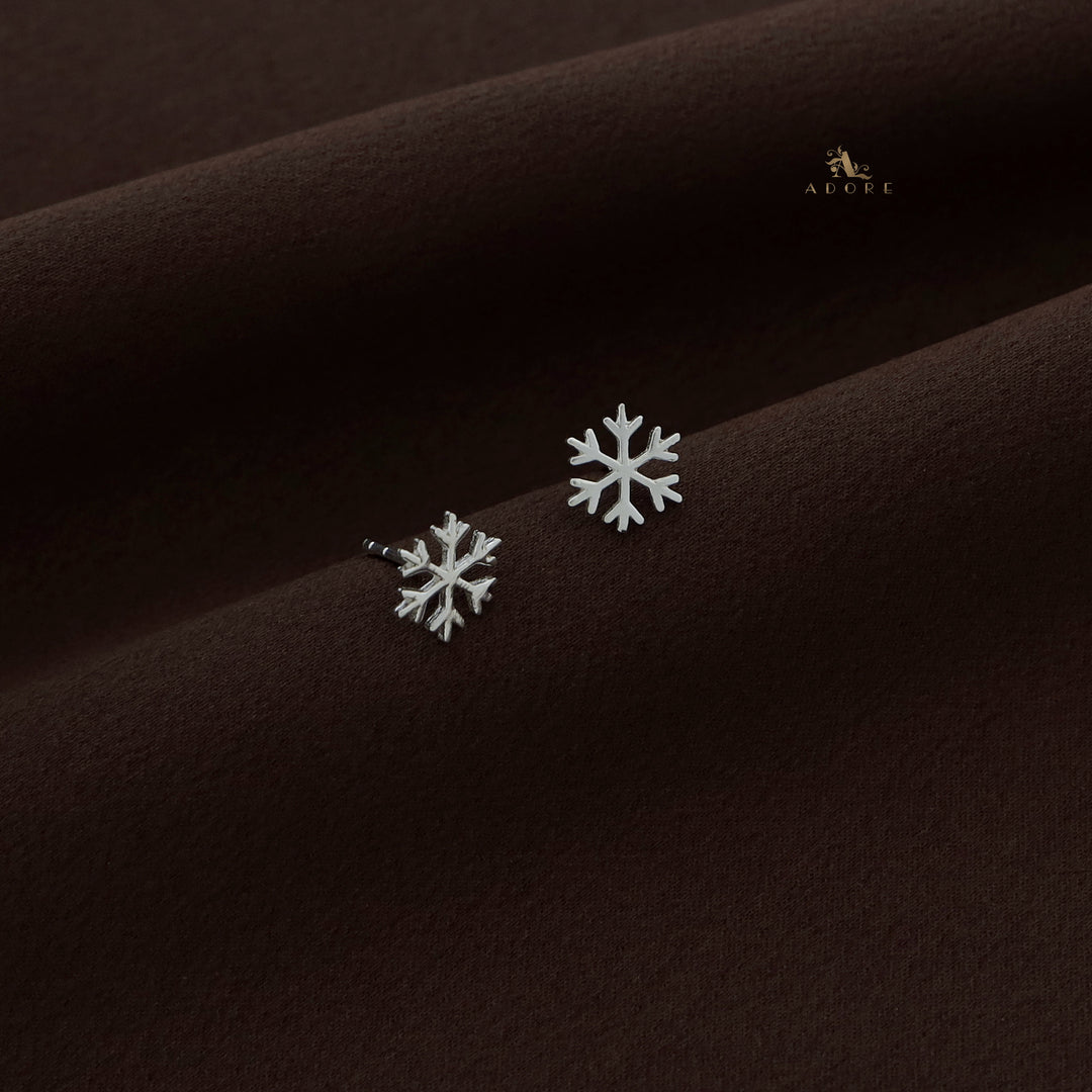 Silver Mini Snow Flakes Stud - 925 Sterling Silver