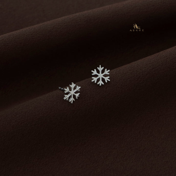 Silver Mini Snow Flakes Stud - 925 Sterling Silver