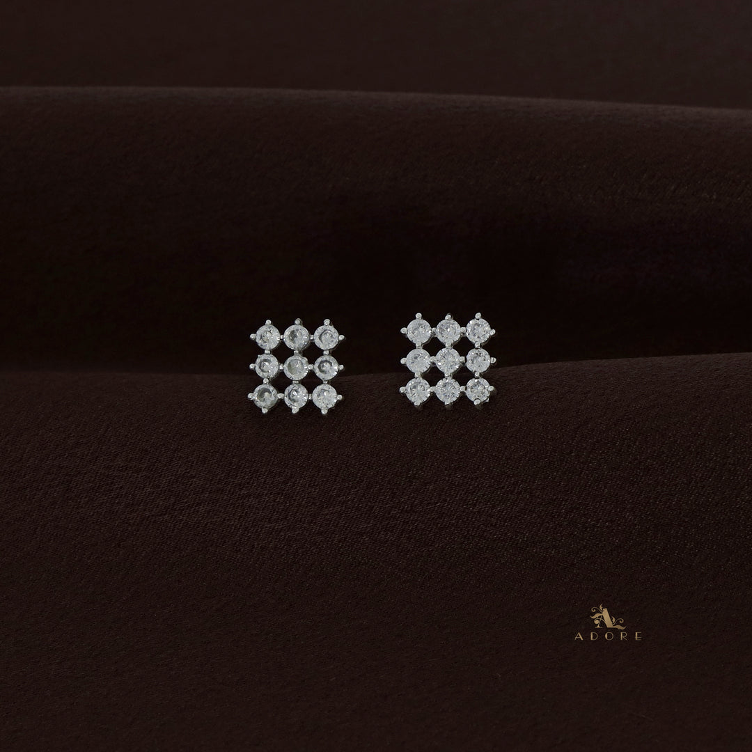 Silver Nava Square Earring - 925 Sterling Silver