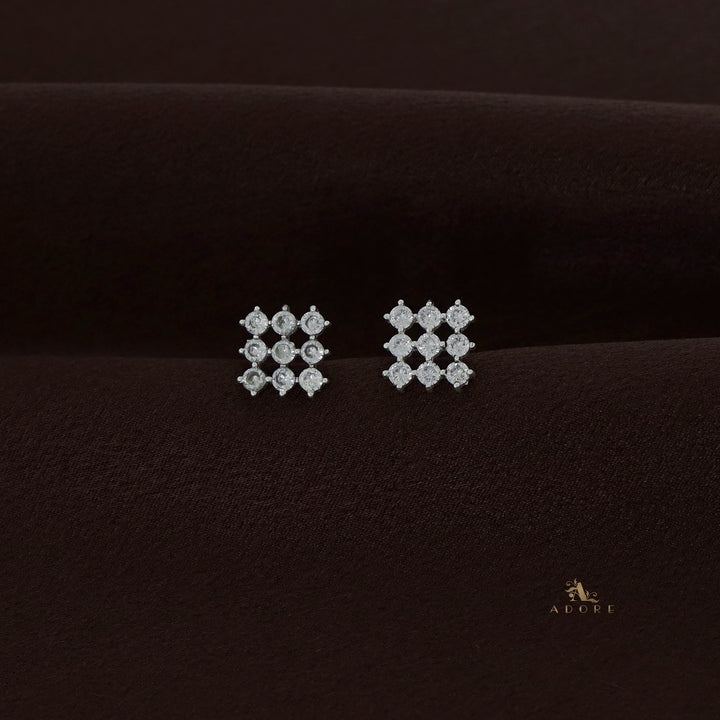 Silver Nava Square Earring - 925 Sterling Silver