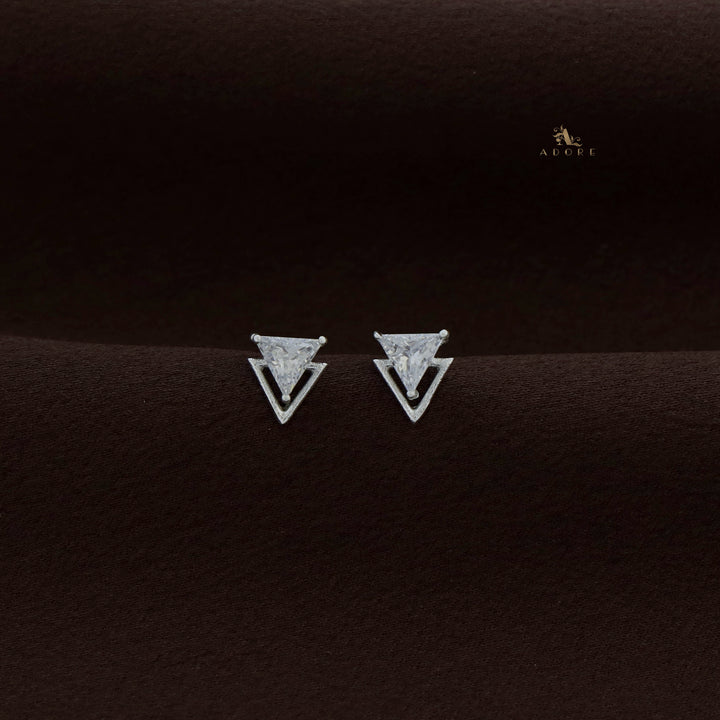 Silver Dual Triangle Earring - 925 Sterling Silver