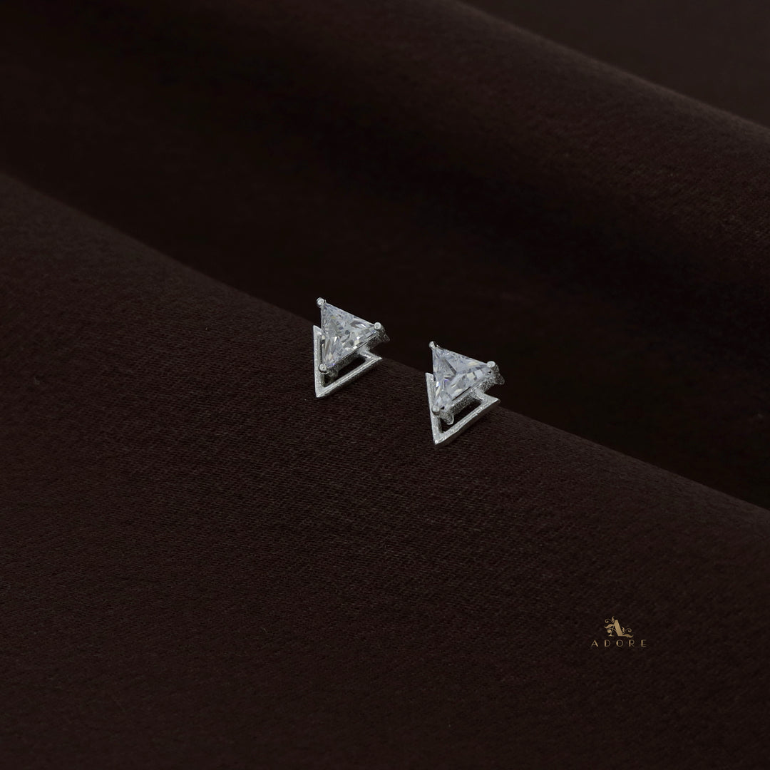 Silver Dual Triangle Earring - 925 Sterling Silver