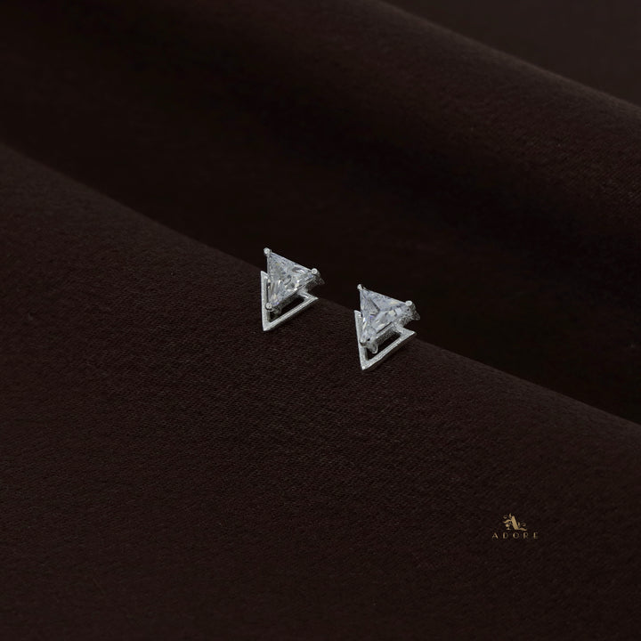 Silver Dual Triangle Earring - 925 Sterling Silver