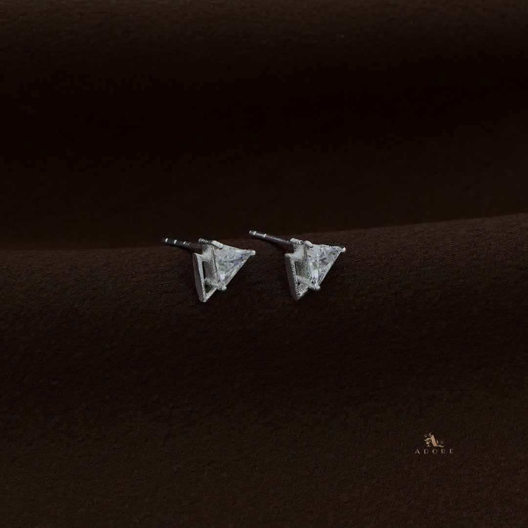 Silver Dual Triangle Earring - 925 Sterling Silver