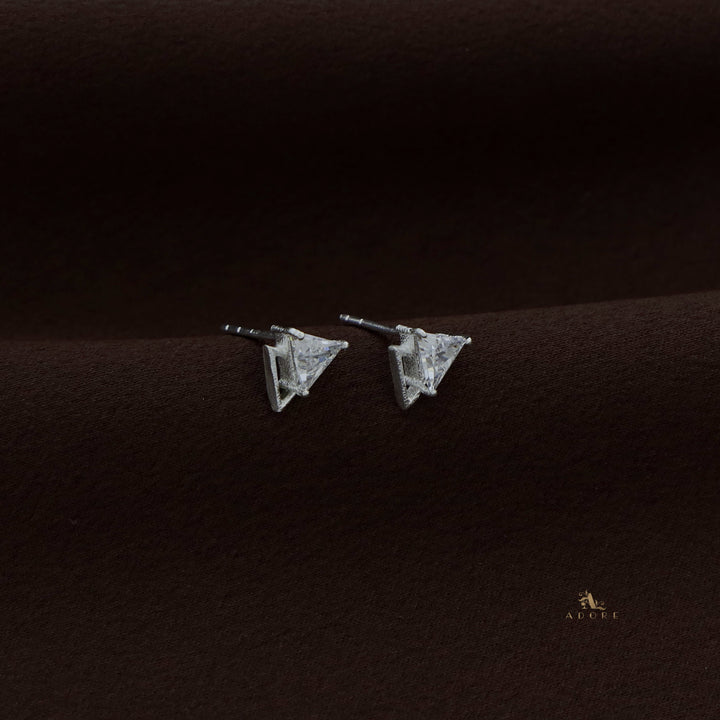 Silver Dual Triangle Earring - 925 Sterling Silver