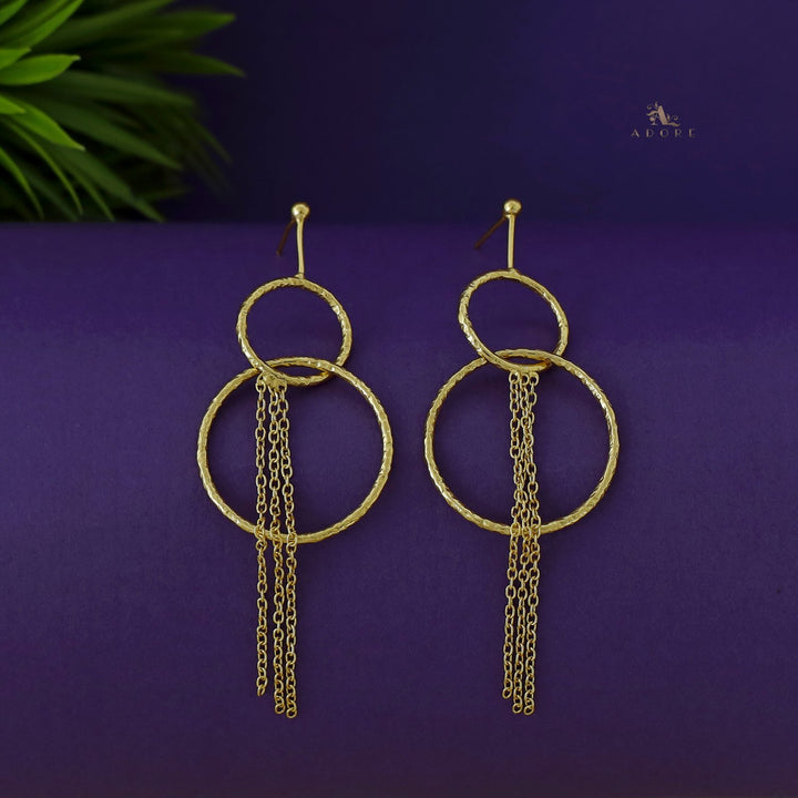Arielle Dual Golden Hammered Chain Earring