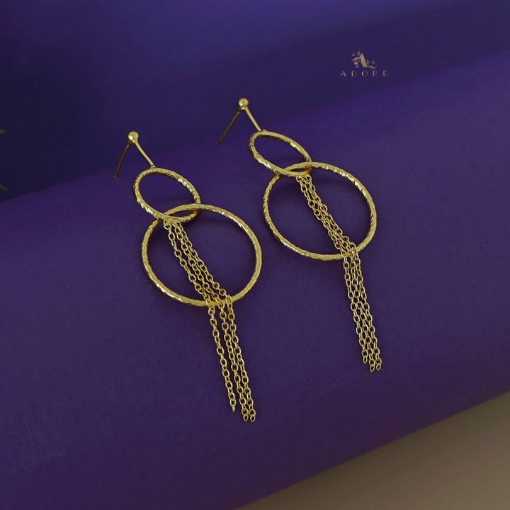 Arielle Dual Golden Hammered Chain Earring