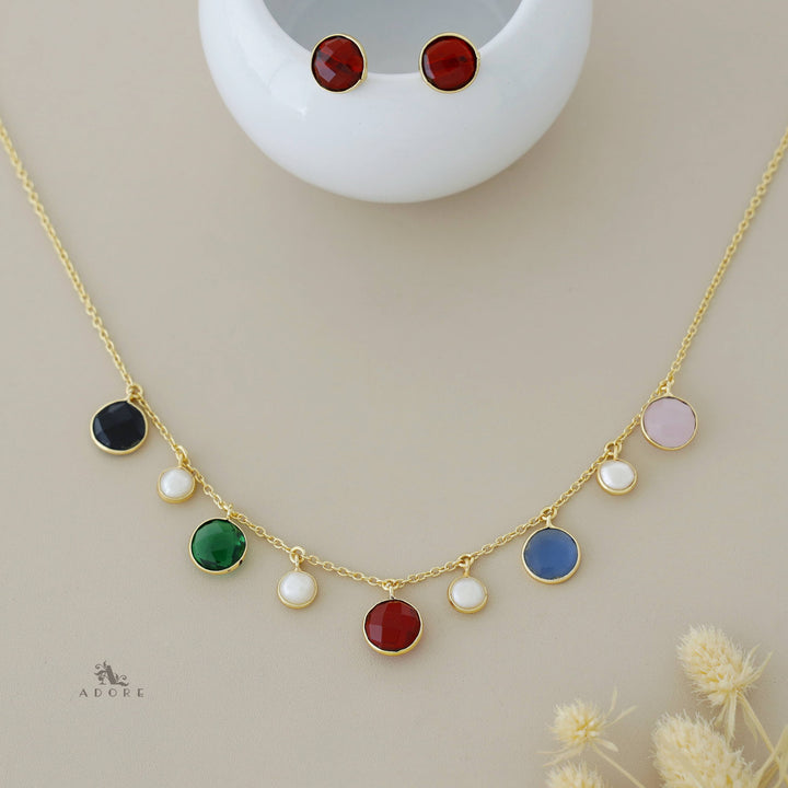 Mihaara Pearl Neckpiece With Stud (Colour Option)