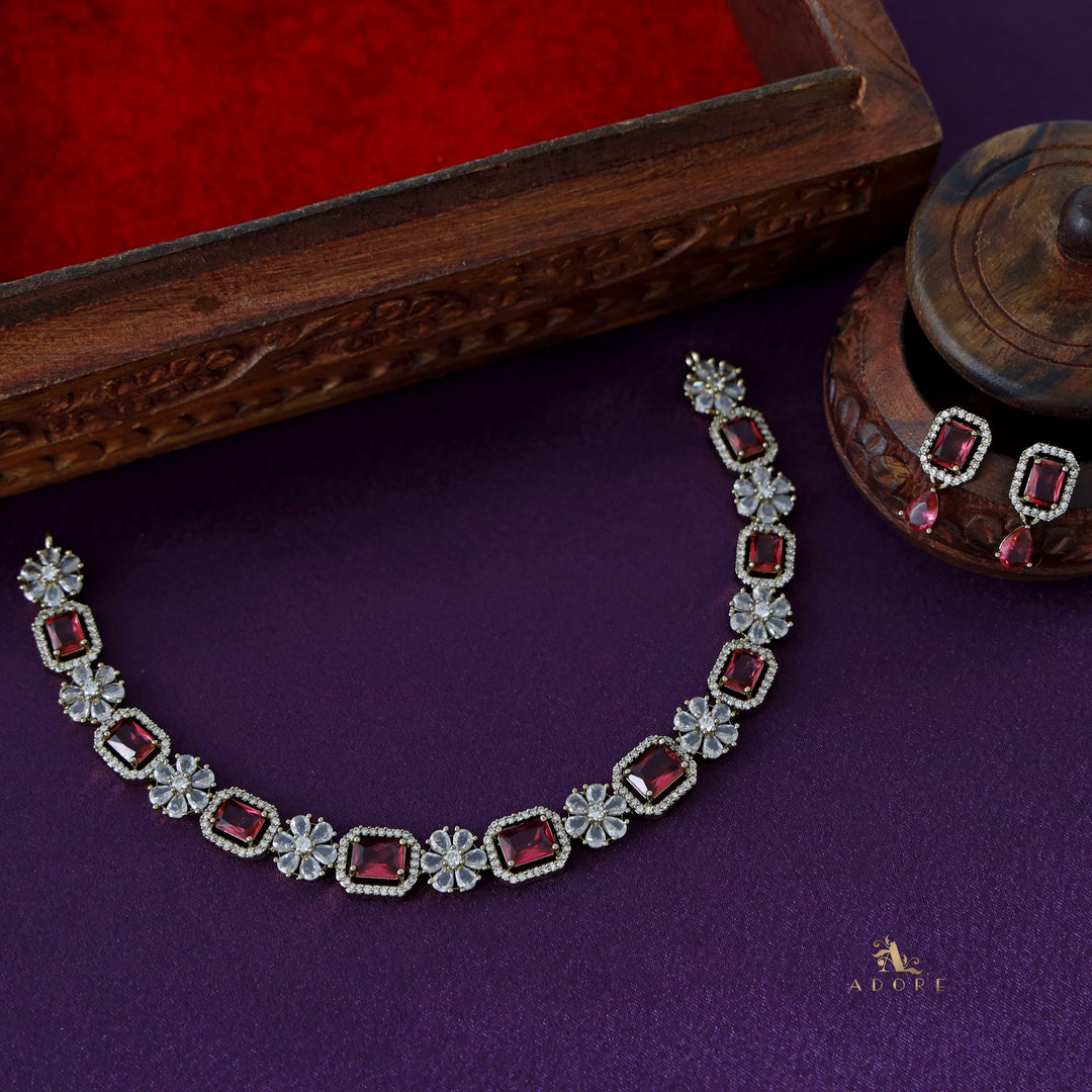 Crown Jewel Short Neckpiece with Earring