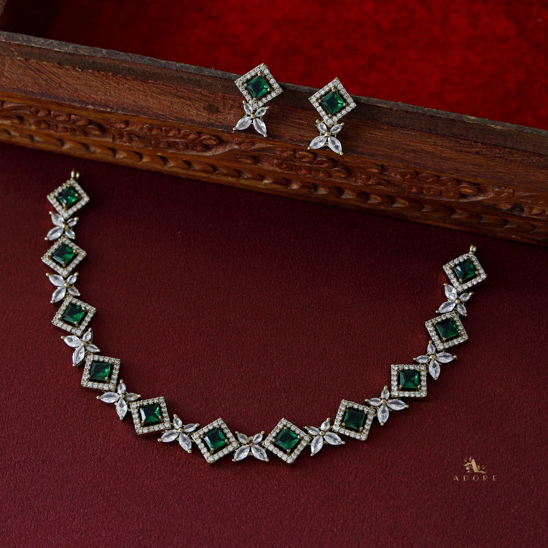 Swara Dhriti Diamond Short Neckpiece with Earring
