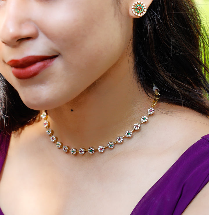 Sayali Flower AD Neckpiece With Stud