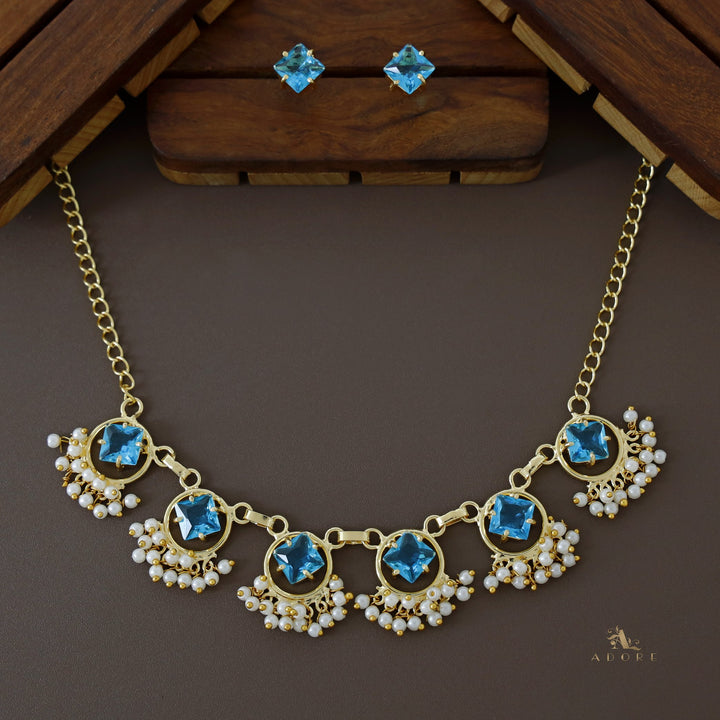 Nowruz Glossy Diamond Circle Short Neckpiece with Stud