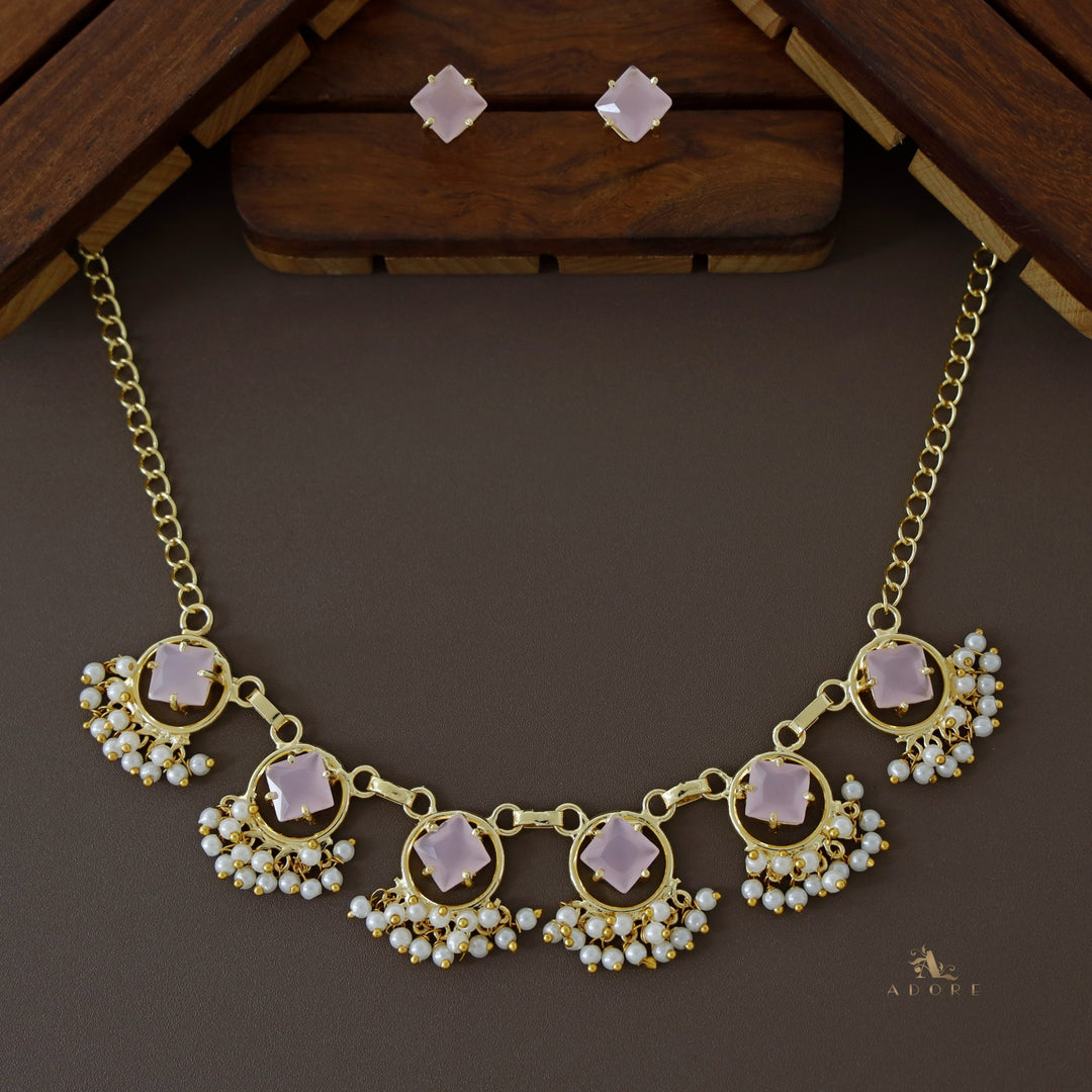 Nowruz Glossy Diamond Circle Short Neckpiece with Stud