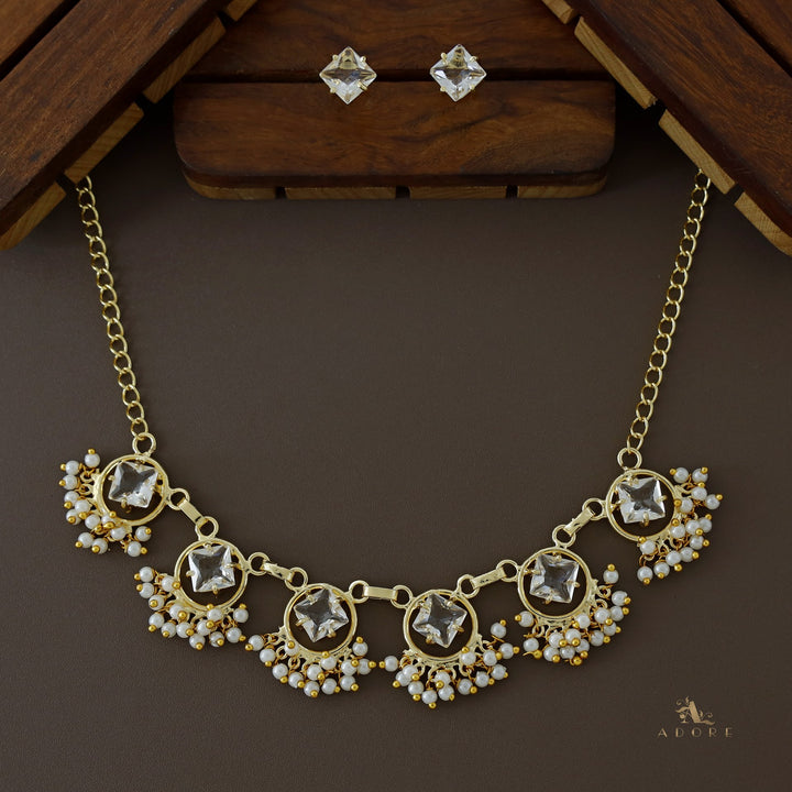 Nowruz Glossy Diamond Circle Short Neckpiece with Stud