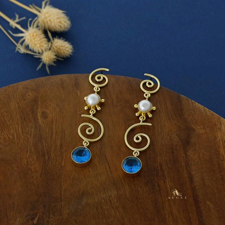 Evi Golden Swirl Baroona Pearl Glossy stone Earring