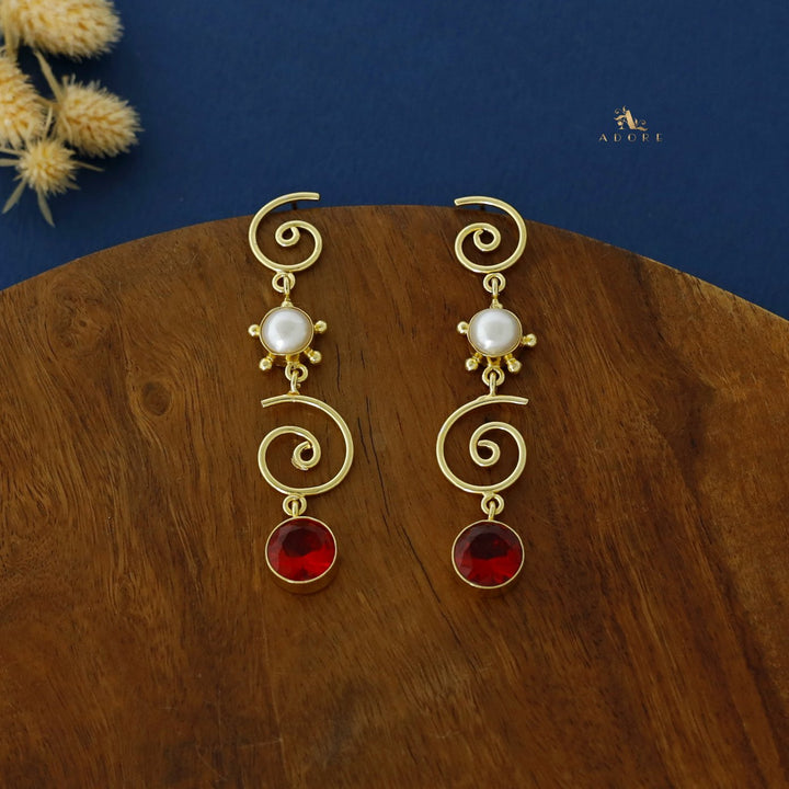 Evi Golden Swirl Baroona Pearl Glossy stone Earring