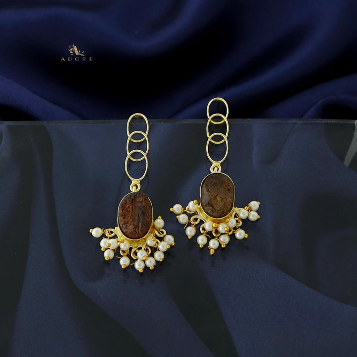 Rilla Oval Dyed Stone Cluster Pearl Earring