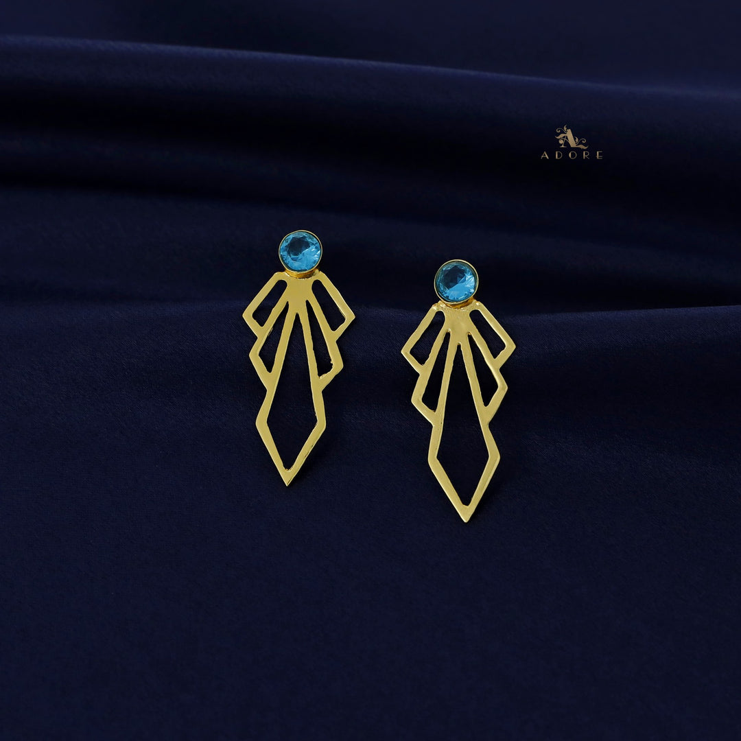 Lavenka Golden Arrow Round Stone Earring