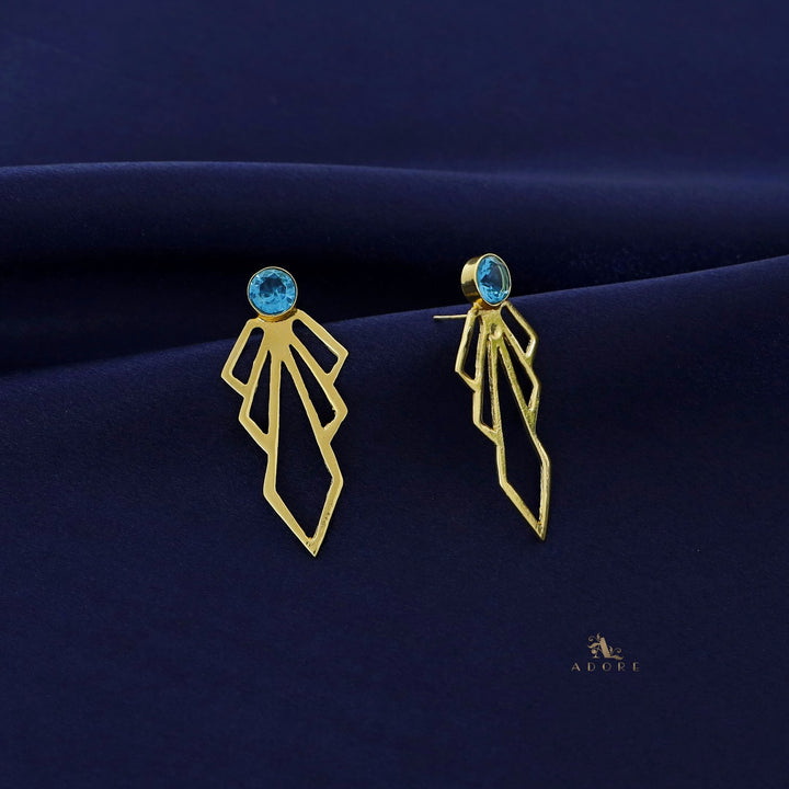 Lavenka Golden Arrow Round Stone Earring