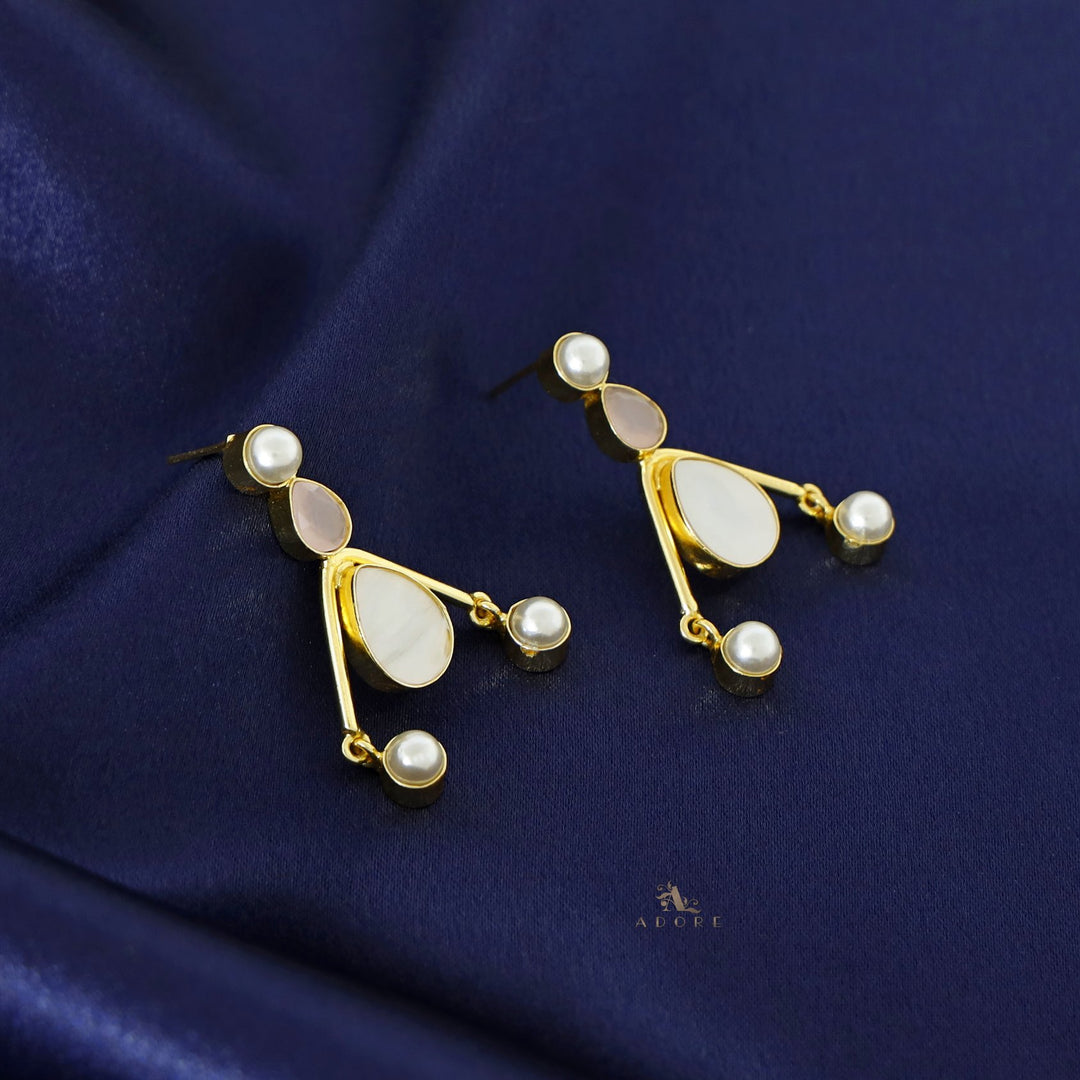 Golden Tri Pearl MOP Earring