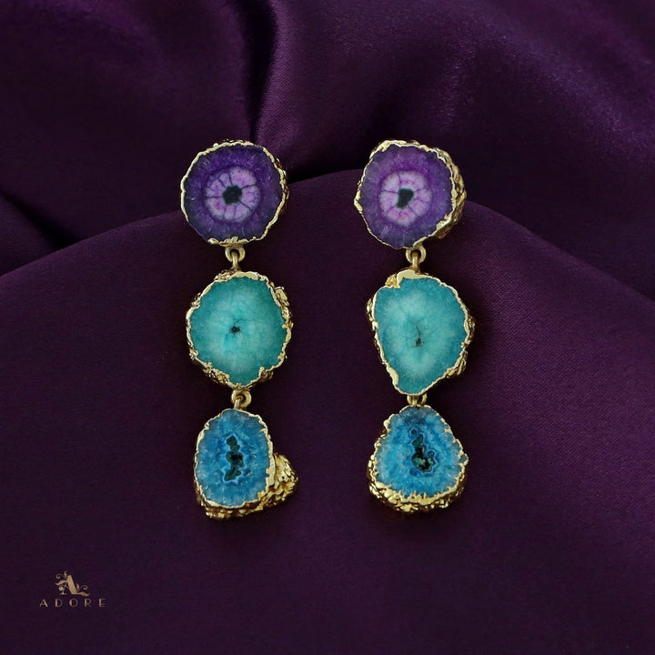 Iliana 3 Layer Solar Agate Earring