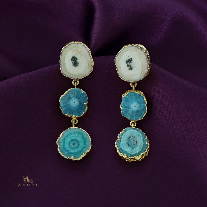 Iliana 3 Layer Solar Agate Earring