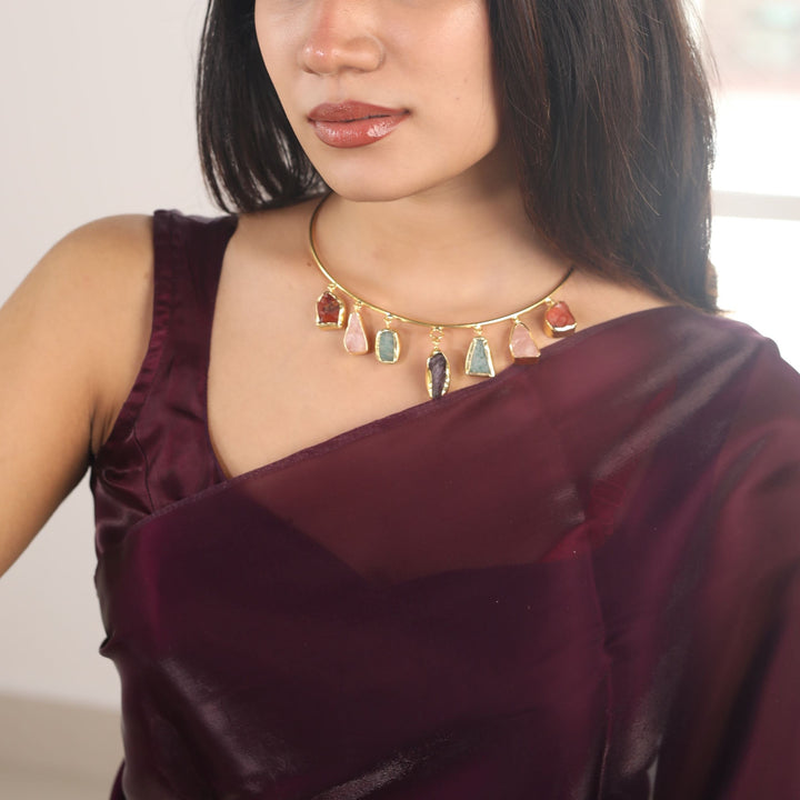 Golden 7 Raw Stone Neck Cuff