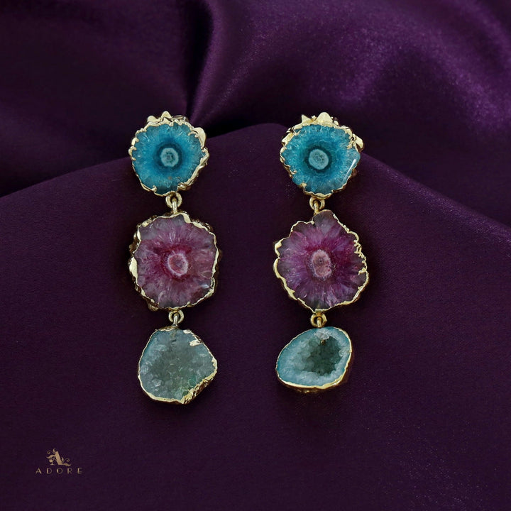 Iliana 3 Layer Solar Agate Earring