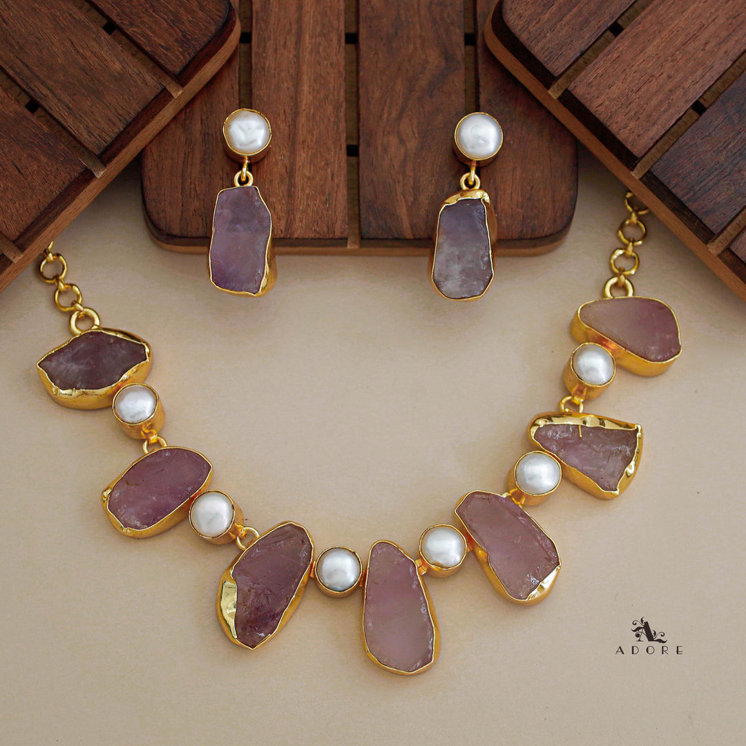 Pegasus Rugged Stone Neckpiece With Earring