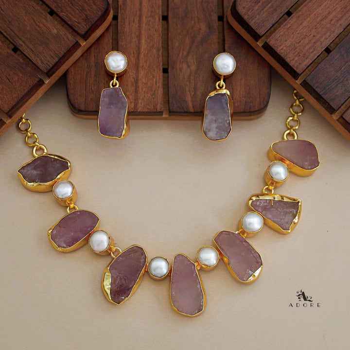 Pegasus Rugged Stone Neckpiece With Earring