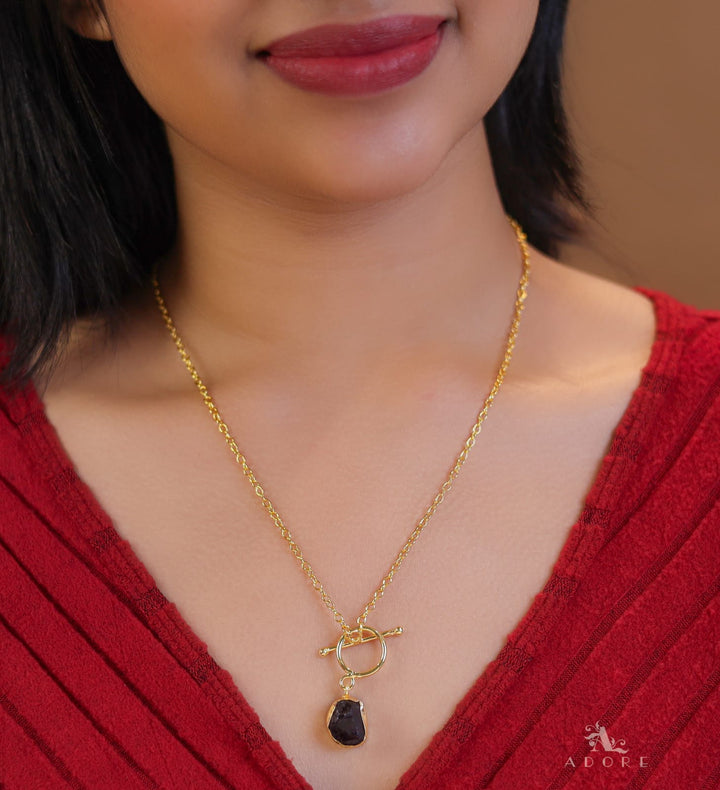 Yuka Golden Ring Raw Stone Neckpiece