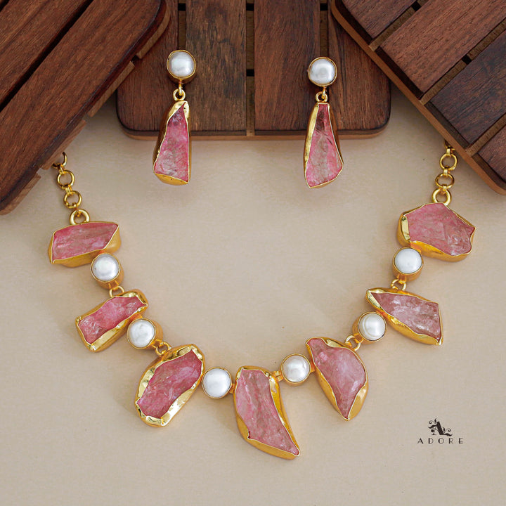 Pegasus Rugged Stone Neckpiece With Earring
